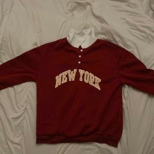 Oversized Plush Preppy NEW YORK Sweater Built-in Collar SZ MEDIUM-LARGE UNISEX